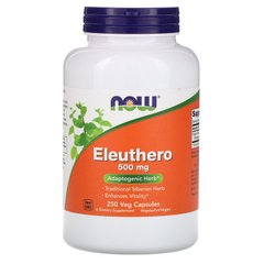 Елеутерокок, Eleuthero, Now Foods, 500 мг, 250 капсул - фото