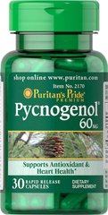 Пикногенол, Pycnogenol, Puritan's Pride, 60 мг, 30 капсул - фото