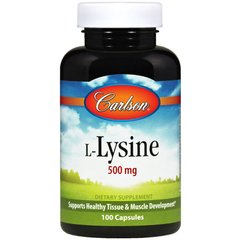 Лизин, 500 мг, Carlson Labs, 100 капсул - фото
