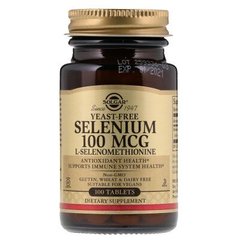 Селен без дріжджів (Selenium), Solgar, 100 мкг, 100 таблеток - фото