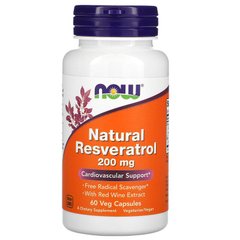 Ресвератрол (Resveratrol), Now Foods, натуральный, 200 мг, 60 капсул - фото