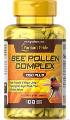 Бджолиний пилок комплекс, Bee Pollen Complex, Puritan's Pride, 1000 мг, 100 таблеток - фото