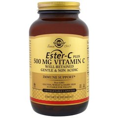 Вітамін С сложноэфирный (Естер С), Ester-C Plus Vitamin C, Solgar, 500 мг, 250 капсул - фото