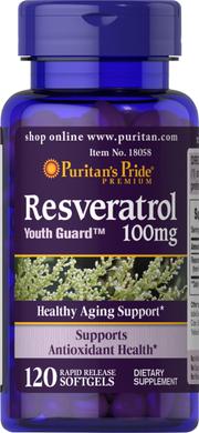 Ресвератрол, Resveratrol, Puritan's Pride, 100 мг, 120 капсул - фото