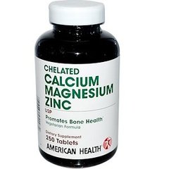 Кальцій Магній Цинк, Calcium Magnesium Zinc, American Health, хелатний, 250 таблеток - фото
