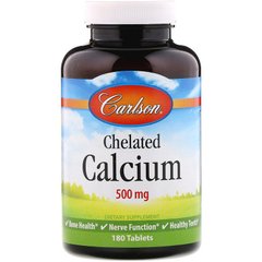 Кальций хелат, Chelated Calcium, Carlson Labs, 500 мг, 180 таблеток - фото