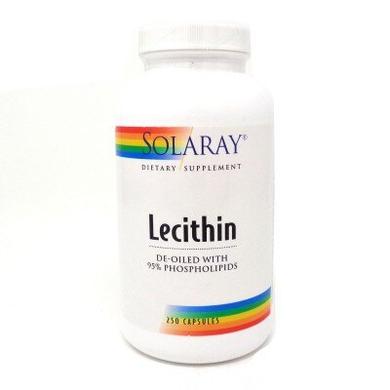 Лецитин из сои, Lecithin, Solaray, 1000 мг, 250 капсул - фото