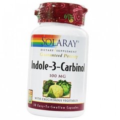 Індол-3-карбінол, підтримка балансу естрогену, Indole-3-Carbinol, Solaray, 100 мг, 30 вегетаріанських капсул - фото