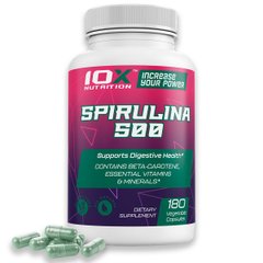 10XNutrition, Спирулина, 500 мг, 180 растительных капсул (XNT-89090) - фото