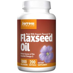 Льняное масло, Flaxseed Oil, Jarrow Formulas, органик, 1000 мг, 200 капсул - фото