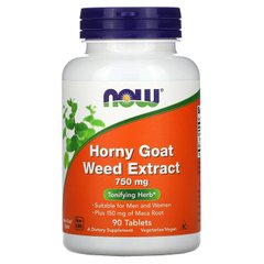 Горянка з макой (Horny Goat Weed), Now Foods, екстракт, 750 мг, 90 таблеток - фото