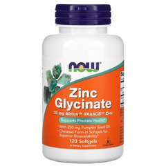 Глицинат цинка, Zinc Glycinate, Now Foods, 120 капсул - фото