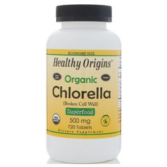 Хлорела, Chlorella, Healthy Origins, органік, 500 мг, 720 таблеток - фото
