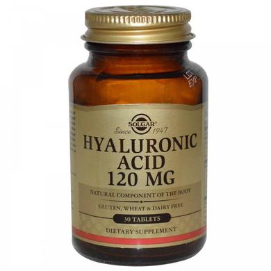Гиалуроновая кислота, Hyaluronic Acid, Solgar, 120 мг, 30 таблеток - фото
