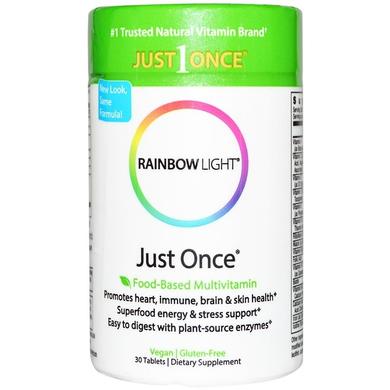 Комплекс витаминов, Multivitamin, Rainbow Light, Just Once, 30 таблеток - фото