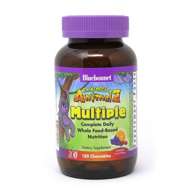 Мультивитамины для детей, Rainforest Animalz, Bluebonnet Nutrition, вкус фрукты, 180 жевательных таблеток - фото