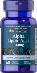 Альфа-липоевая кислота, Alpha Lipoic Acid, Puritan's Pride, 100 мг, 60 капсул - фото
