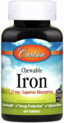 Залізо, Chewable Iron, Carlson Labs, виноградний смак, 30 мг, 60 таблеток - фото