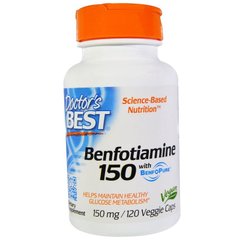 Бенфотиамин, Benfotiamine, Doctor's Best, 150 мг, 120 капсул - фото