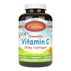 Вітамін С жувальний, Kid's Chewable Vitamin C, Carlson Labs, 250 мг, 120 таблеток - фото