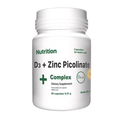 Витаминно-минеральный комплекс, D3 + Zinc Picolinate Complex+, EntherMeal, 60 капсул - фото