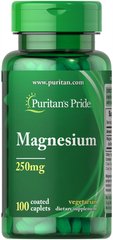 Магній, Magnesium, Puritan's Pride, 250 мг, 100 капсул - фото