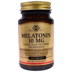 Мелатонін (Melatonin), Solgar, 10 мг, 60 таблеток - фото