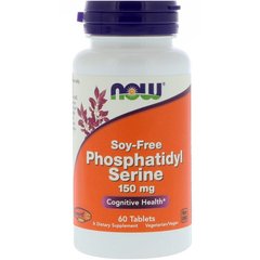 Фосфатидилсерин (Phosphatidyl Serine), Now Foods, 150 мг, 60 таблеток - фото