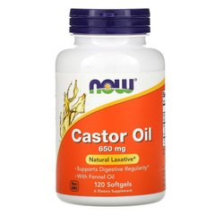 Рицинова олія, Castor Oil, Now Foods, 650 мг, 120 капсул - фото