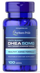 ДГЕА, Дегідроепіандростерон, DHEA, Puritan's Pride, 50 мг, 100 таблеток - фото