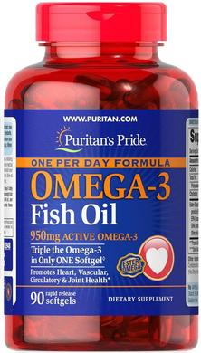 Омега-3 риб'ячий жир, Omega-3 Fish Oil, Puritan's Pride, 1360 мг (950 мг активного омега-3), 90 капсул - фото