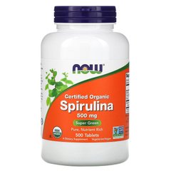 Спіруліна, Spirulina, Now Foods, 500 мг, 500 таблеток - фото