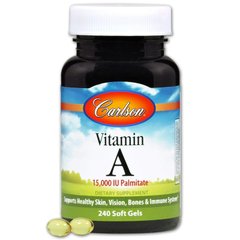 Вітамін А, Vitamin A, Carlson Labs, 15,000 МО, 240 гелевих капсул - фото