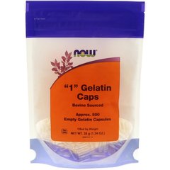 Порожні капсули "1", "1" Gelatin Caps, Now Foods, 500 капсул - фото