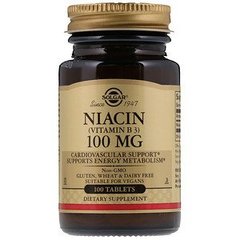 Вітамін В3, Niacin, Solgar, 100 мг, 100 таблеток - фото