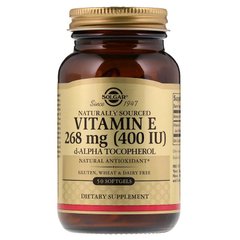 Вітамін Е, суміш токаферолов, Vitamin E Tocopherols, Solgar, 400 МО, 50 капсул - фото