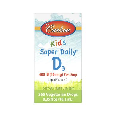 Вітамін Д3, Kid's Super Daily D3, Carlson Labs, для дітей, 400 МО, 10,3 мл - фото