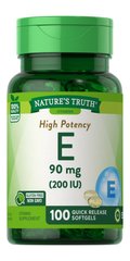 Вітамін Е, Vitamin E, 90 мг, Nature's Truth, 100 капсул - фото