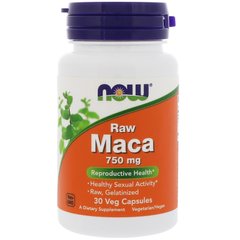Маку, Raw Maca, Now Foods, 750 мг, 30 капсул - фото