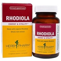 Родіола рожева, екстракт кореня, Rhodiola, Herb Pharm, органік, 340 мг, 60 вегетаріанських капсул - фото