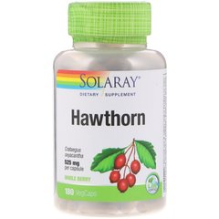 Боярышник, экстракт ягод, Hawthorn, Solaray, для веганов, 525 мг, 180 капсул - фото