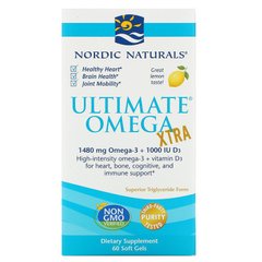 Екстра Омега-3, Ultimate Omega Xtra, Nordic Naturals, лимон, 1000 мг, 60 капсул - фото