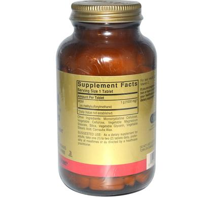 Метилсульфонілметан, MSM, Solgar, 1000 мг, 120 таблеток - фото