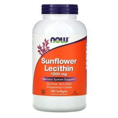 Соняшниковий лецитин, Sunflower Lecithin, Now Foods, 1200 мг, 200 капсул - фото