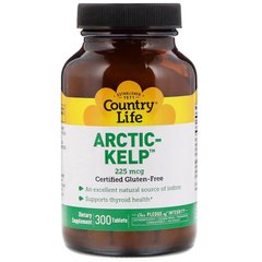 Йод, арктична ламінарія, Artic-Kelp, Country Life, 225 мкг, 300 таблеток - фото