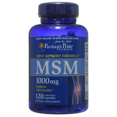 МСМ, Метилсульфонілметан, MSM, Puritan's Pride, 1000 мг, 120 капсул - фото