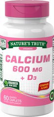 Кальцій + D3, Calcium + D3, 600 мг, Nature's Truth, 60 капсул - фото