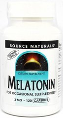Мелатонин 3 мг, Source Naturals, 120 гелевых капсул - фото