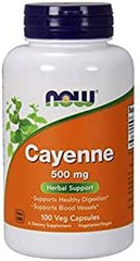 Кайенский перец, Cayenne, Now Foods, 500 мг, 100 вегетарианских капсул - фото