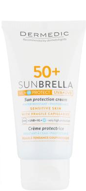 Крем сонцезахисний, захист UVA+UVB+VL+IR, для шкіри з розширеними капилярами, SUNBRELLA NEW, Dermedic, 50 мл - фото